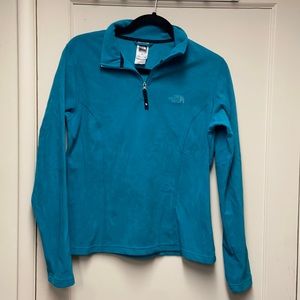 North Face Teal Quarter-zip Fleece Pullover sz M